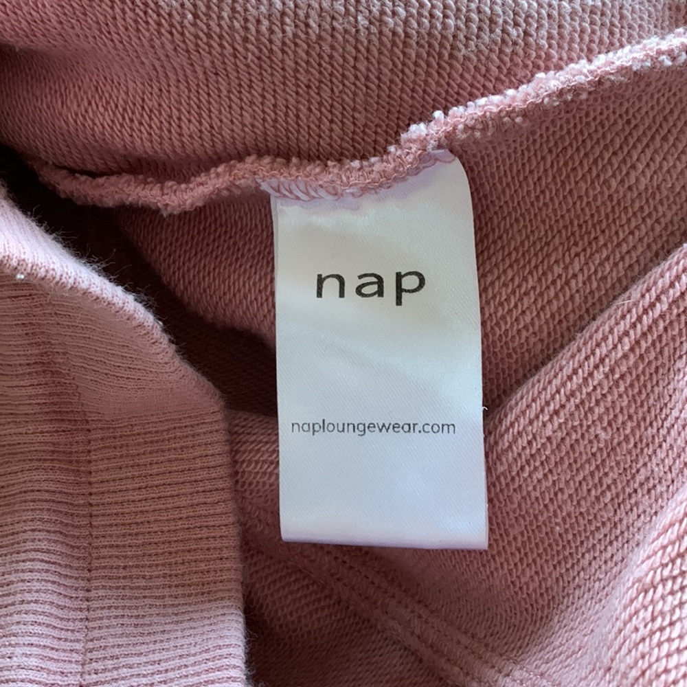 NAP Drawstring Hem Cotton Sweatshirt Blush Pink Oversized Top Women’s Size Large - Picture 11 of 12